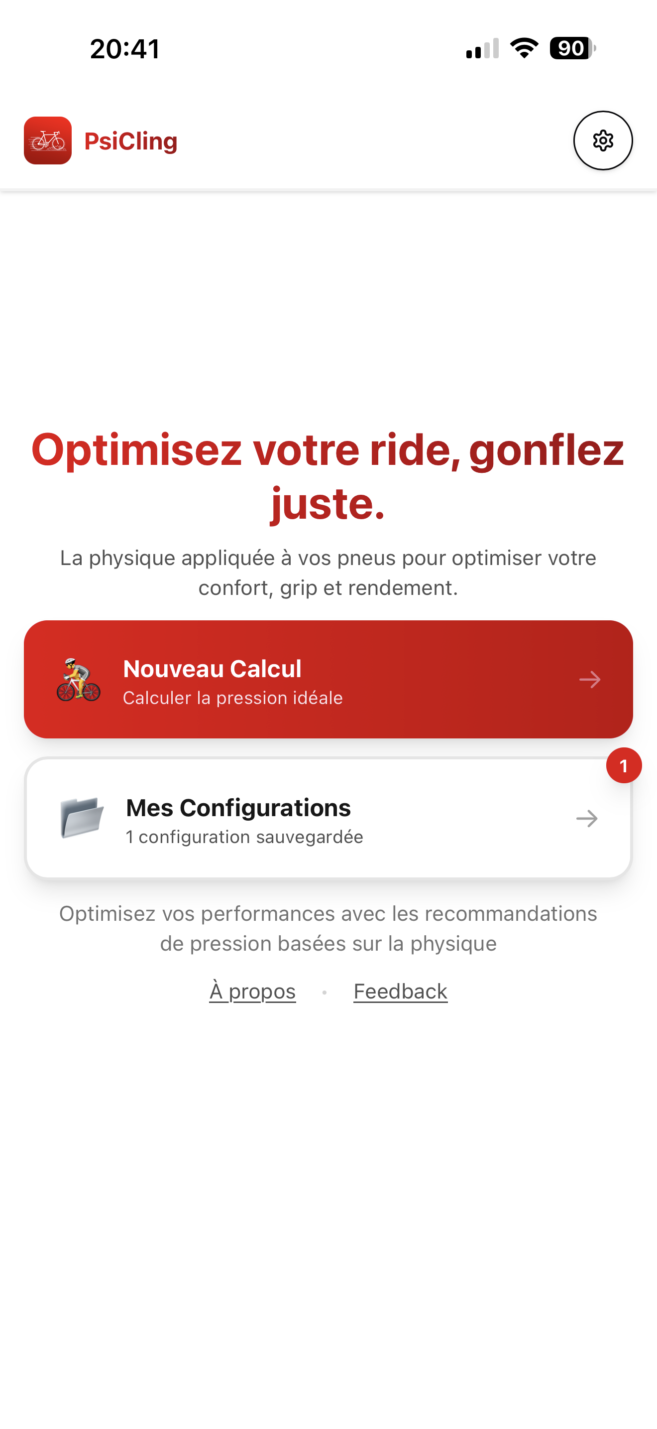 Accueil clair de l'application PsiCling